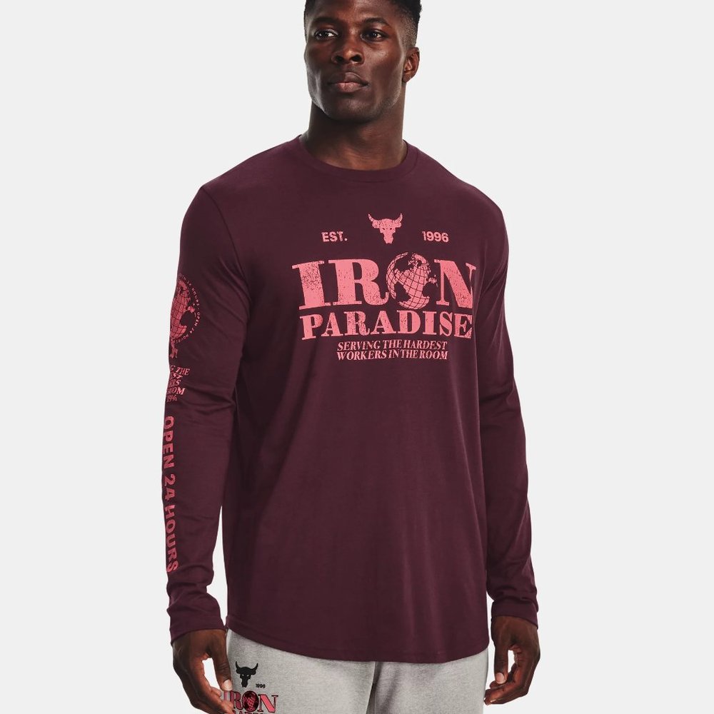 NEW Project Rock Under Armour UA  Long Sleeve (XL) Red Maroon Shirt t-shirt gym